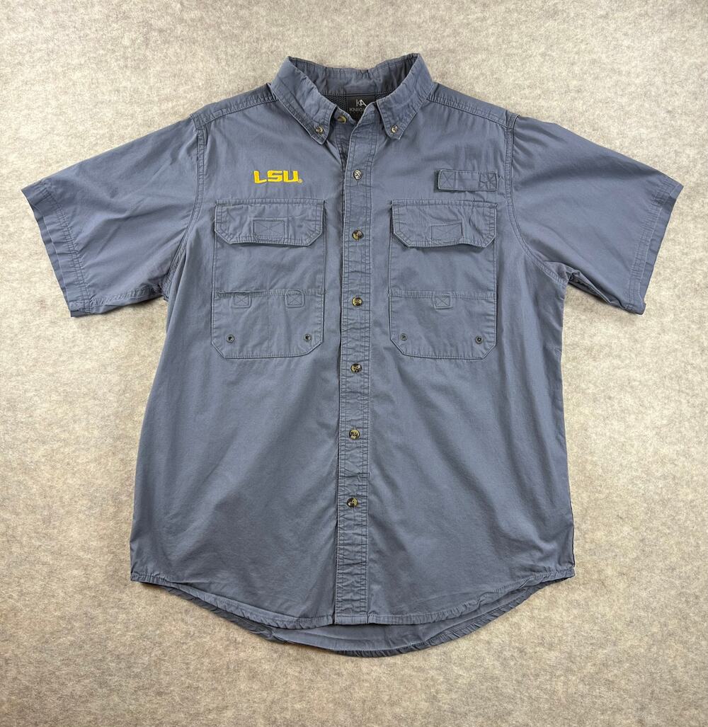 LSU Tigers Men's Gray Fishing Style Shirt Knights Apparel Size Medium